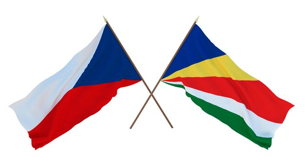 Rendu 3D d'arrière-plan pour les concepteurs illustrateurs Drapeaux de la fête de l'indépendance nationale République tchèque et Seychelles