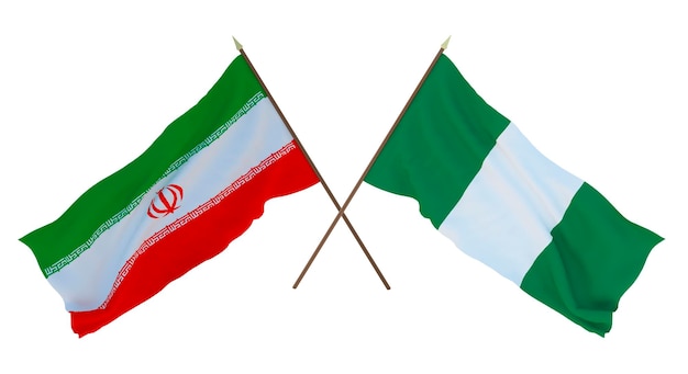 Rendu 3D d'arrière-plan pour les concepteurs illustrateurs Drapeaux de la fête nationale de l'indépendance de l'Iran et du Nigéria