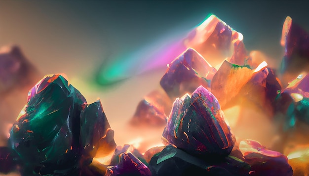 Rendu 3D art numérique de mur de roche de bismuth irisé Beau fond d'écran HD