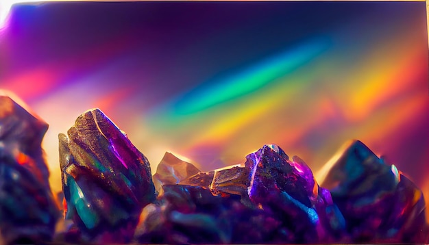 Rendu 3D art numérique de mur de roche de bismuth irisé Beau fond d'écran HD