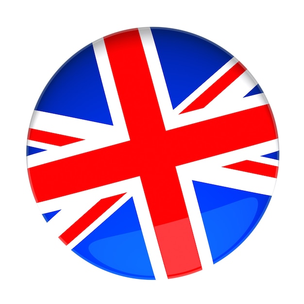 Photo rendu 3d d'un badge avec le drapeau du royaume-uni