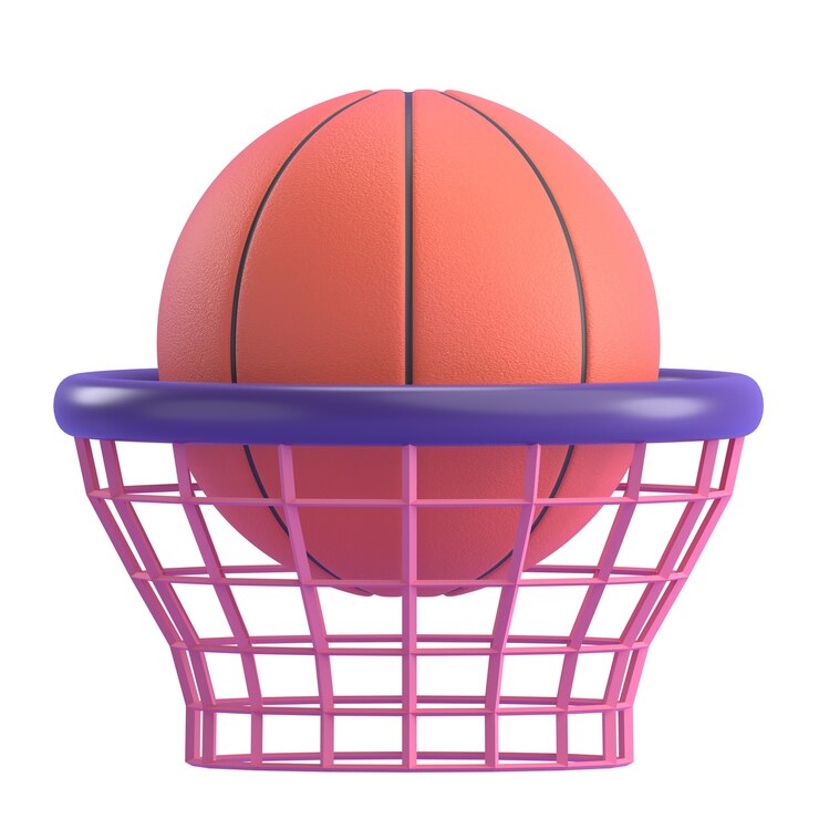 Photo rendu 3d de basketball et d'anneau