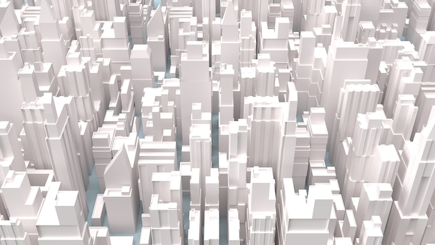 Le rendu 3d des bâtiments de la ville blanche