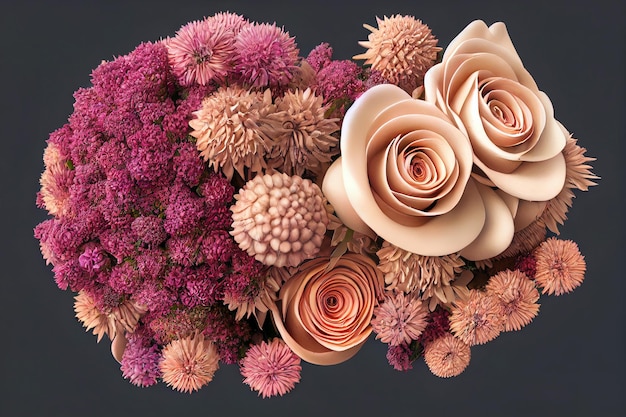 Rendu 3D beau bouquet de fleurs