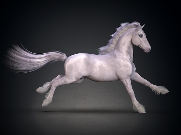 Rendu 3D de beau cheval blanc