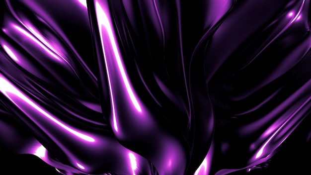 Rendu 3D de beaux plis violets et tourbillons