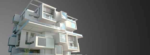 Rendu 3D d'un bloc de construction original moderne