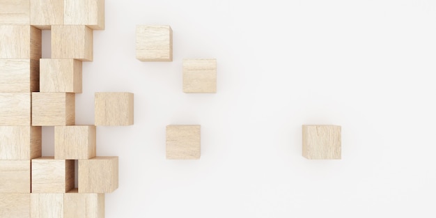 Photo rendu 3d de blocs de jouets en bois.