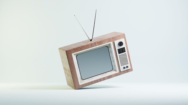 rendu 3d bois télévision rétro vintage