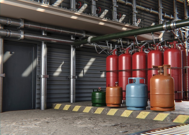 Photo rendu 3d de la bouteille de gaz