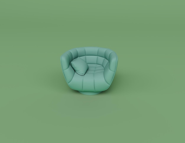 Rendu 3d de canapé avec coussin isolé sur fond pastel scène minimale de fond 3d