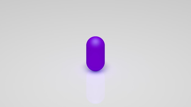 rendu 3d, une capsule violette sur fond blanc