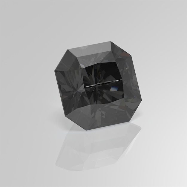 Rendu 3D carré rayonnant de pierres précieuses de diamant noir
