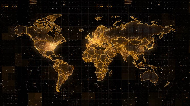 Photo rendu 3d de la carte du monde numérique