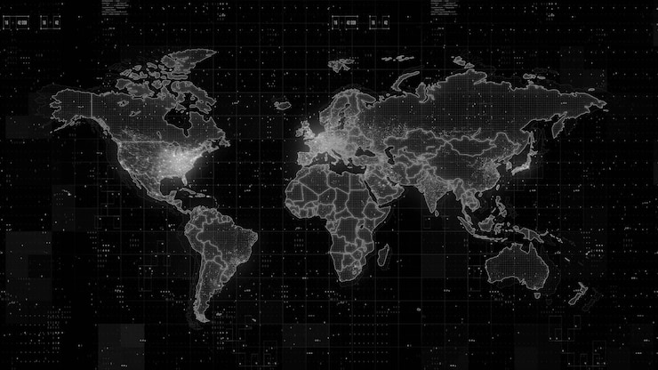 Photo rendu 3d de la carte du monde numérique