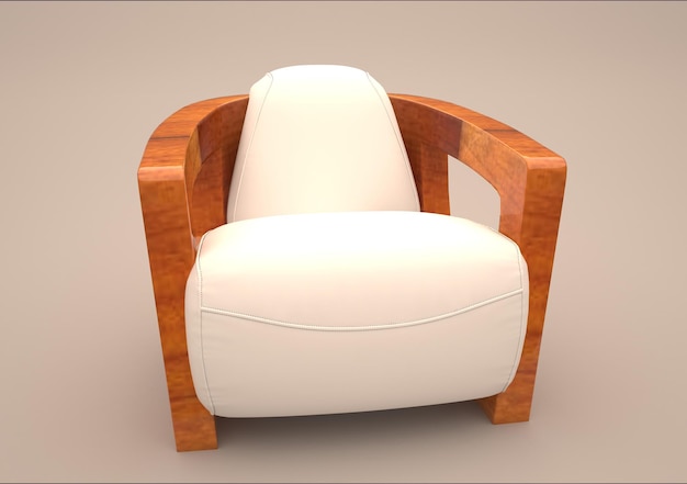 Rendu 3D d'une chaise de canapé blanche