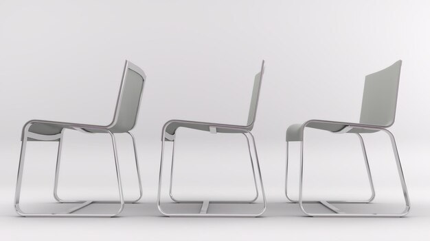 Rendu 3D d'une chaise isolée en arrière-plan de studio