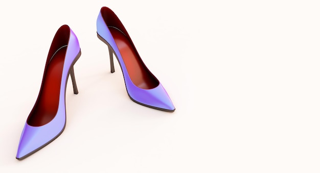 Rendu 3D de chaussures femme Glamour sur talons hauts isolés sur fond blanc