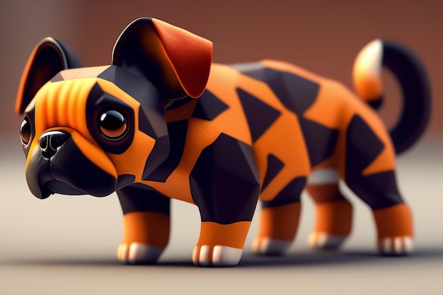 Rendu 3D d'un chien mignon avec des taches orange et noires