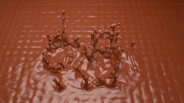 Rendu 3D de chocolat ou cacao splash abstrait.