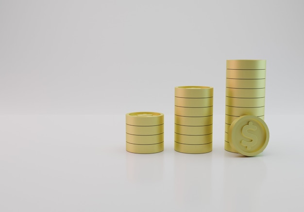 Rendu 3D d'une collection de pièces d'un dollar