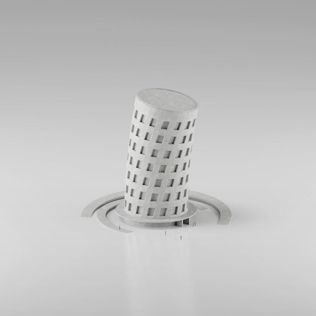 Rendu 3d d'un concept expérimental d'architecture de modèle de construction de cercle moderne