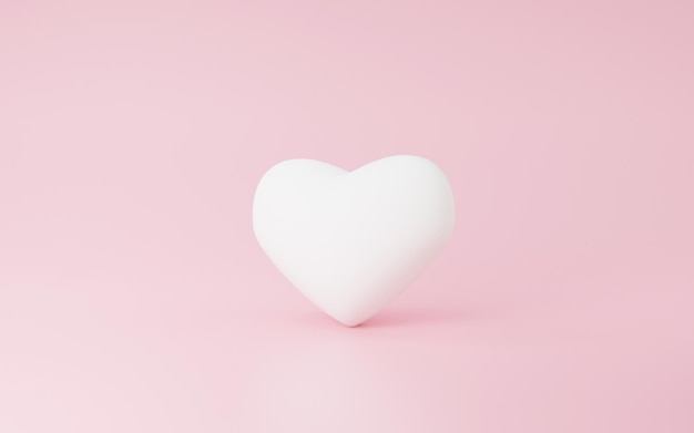 Rendu 3D Un concept de forme de coeur blanc sur fond pastel rose vif. La Saint-Valentin