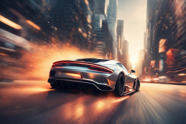 Rendu 3D d'un concept futuriste voiture future générique rendu 3D d'un concept futuriste