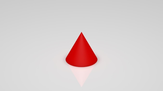 Photo rendu 3d, un cône rouge sur fond blanc