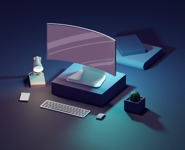 Rendu 3d de la configuration de l'ordinateur