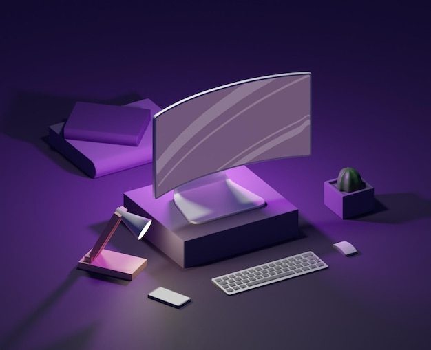 Rendu 3d de la configuration de l'ordinateur