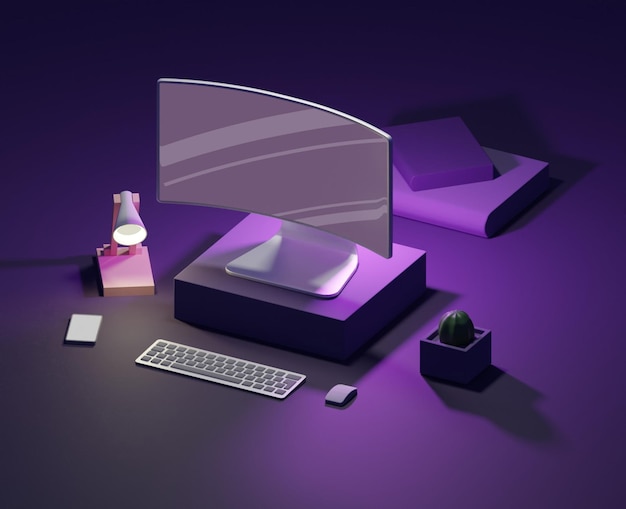 Rendu 3d de la configuration de l'ordinateur