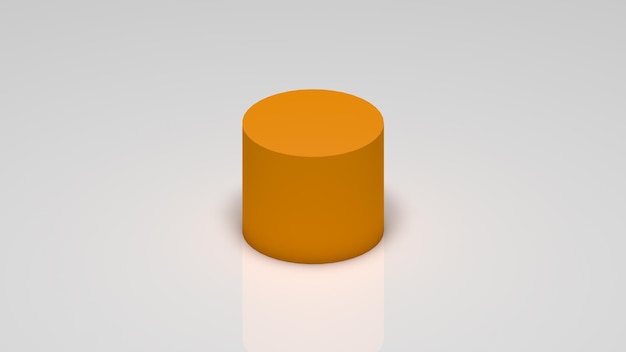 Photo rendu 3d, un cylindre orange sur fond blanc