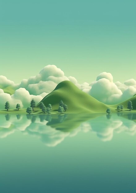 Photo rendu 3d dans le style de dessin animé vert