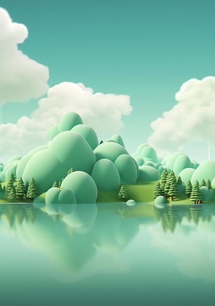 Photo rendu 3d dans le style de dessin animé vert