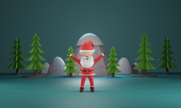 Rendu 3D dansant dans la forêt Joyeux Noël et bonne année