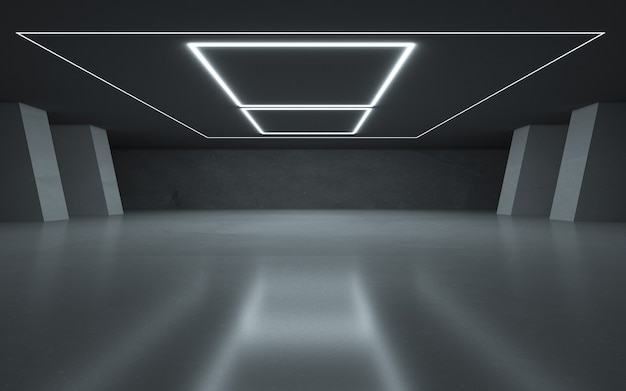 Photo rendu 3d. design d'intérieur de couloir lumineux.