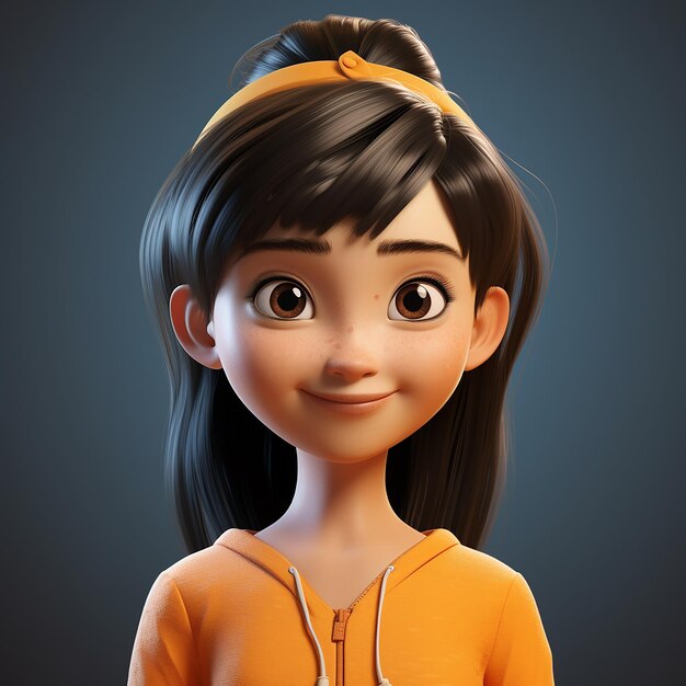 Rendu 3D de dessin animé comme une fille asiatique