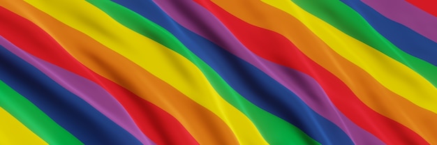 Rendu 3D Drapeau arc-en-ciel ondulé Couleur LGBTQ