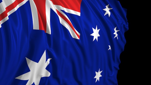 Photo rendu 3d d'un drapeau australien le drapeau se développe doucement dans le vent