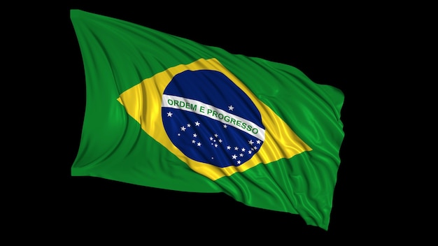 rendu 3d d'un drapeau brésilien Le drapeau se développe doucement dans le vent