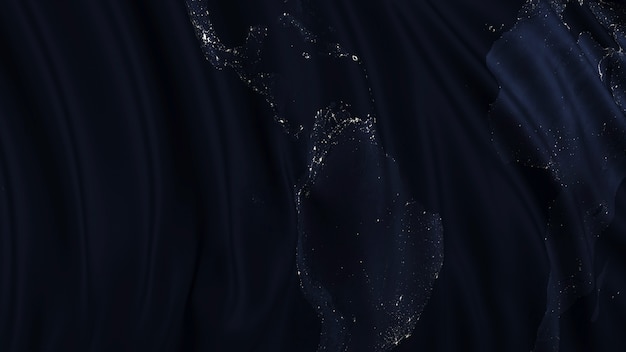 Rendu 3D d'un drapeau avec la texture de la planète Terre la nuit