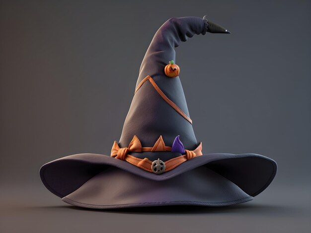 Photo rendu 3d du chapeau de sorcière d'halloween