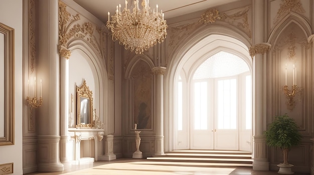 Rendu 3d du château intérieur élégant