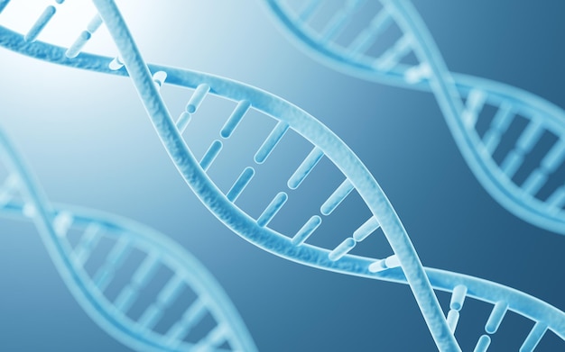 Rendu 3d du chromosome d'ADN de la biotechnologie scientifique