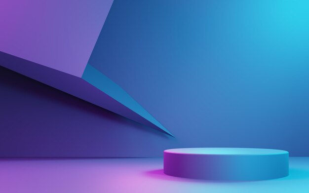 rendu 3d du concept Cyberpunk de fond géométrique abstrait violet et bleu