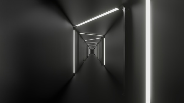 Rendu 3D du couloir finion fond abstrait noir blanc