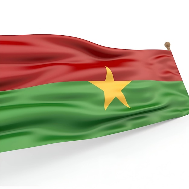 Rendu 3D du drapeau du Burkina Faso sur fond blanc