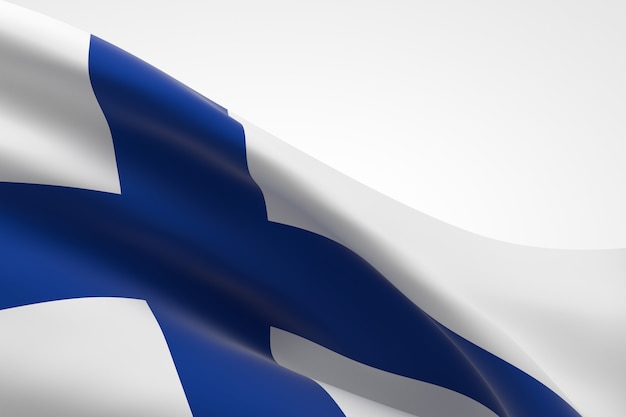 Rendu 3D du drapeau finlandais.