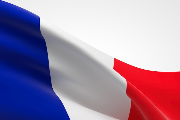 Photo rendu 3d du drapeau français.